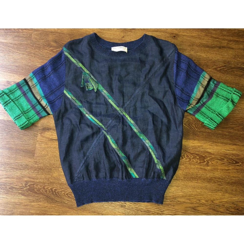 Vintage 80s Dino Valiano Colorful Geometric Knit Top Short Sleeve Medium/Large